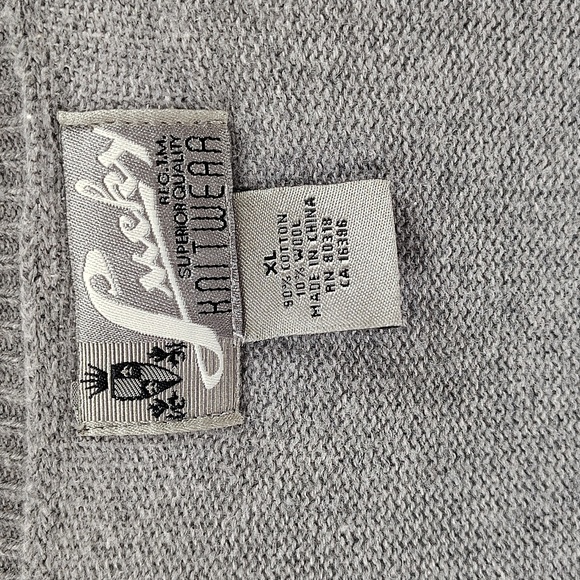 Lucky Knitwear Vintage V Neck Grandpa Sweater Size XL Gray Button down - Picture 4 of 4